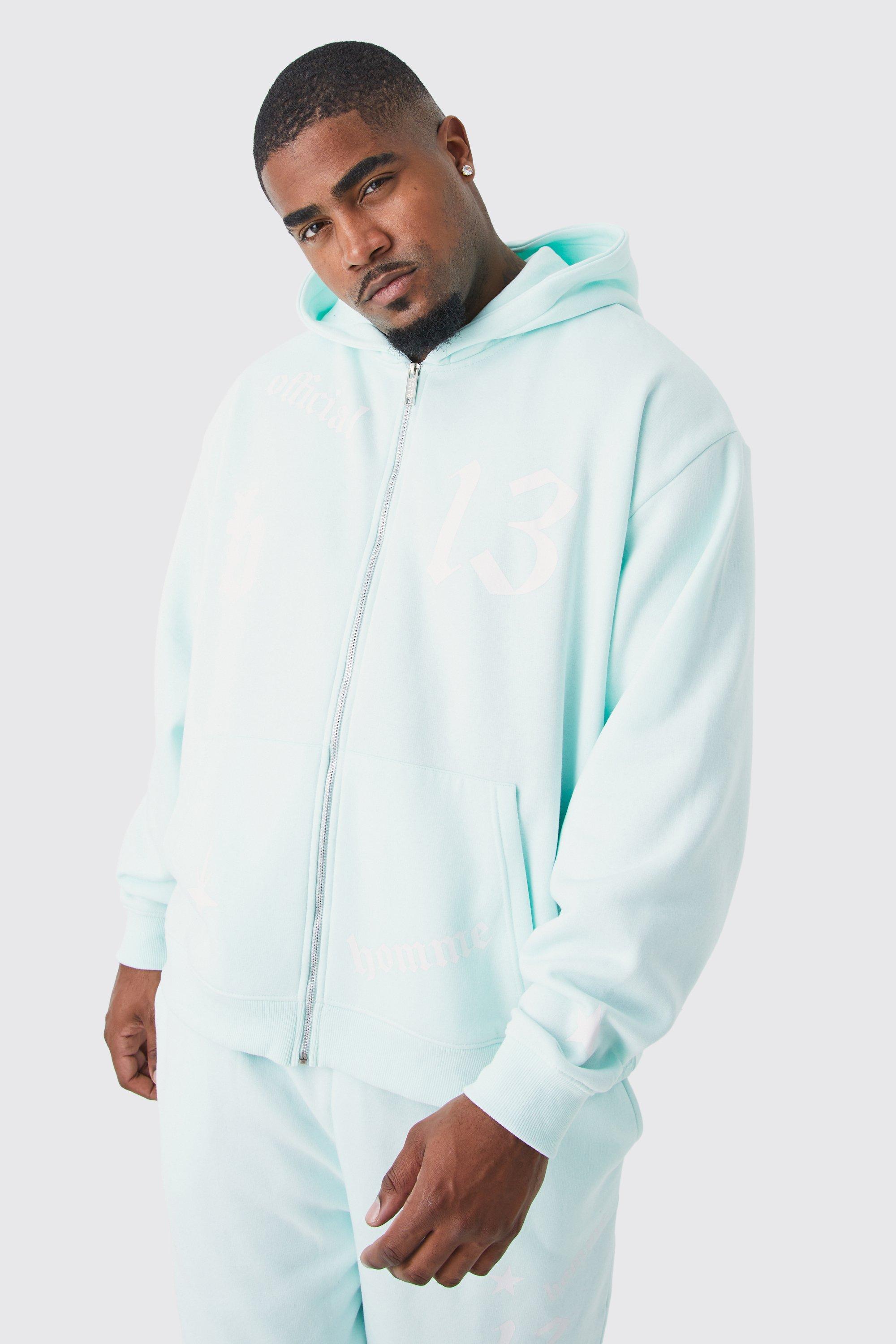 Boohooman light blue online hoodie